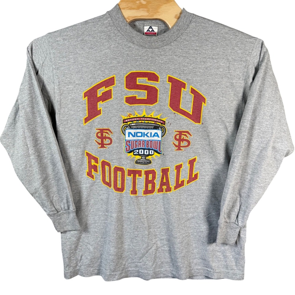 Alstyle FSU Sugar Bowl 2000 Men Large Gray Long Sleeve National Championship Y2K